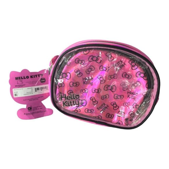 Sanrio Hello Kitty 3 Piece Clear Non-Leather Cosmetic Makeup Bag Set - Picture 4 of 5